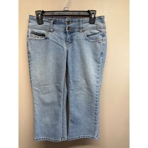 GLO Jeans Womens Light Wash Embroidered Double Button Denim Capris Size 5 Y2K